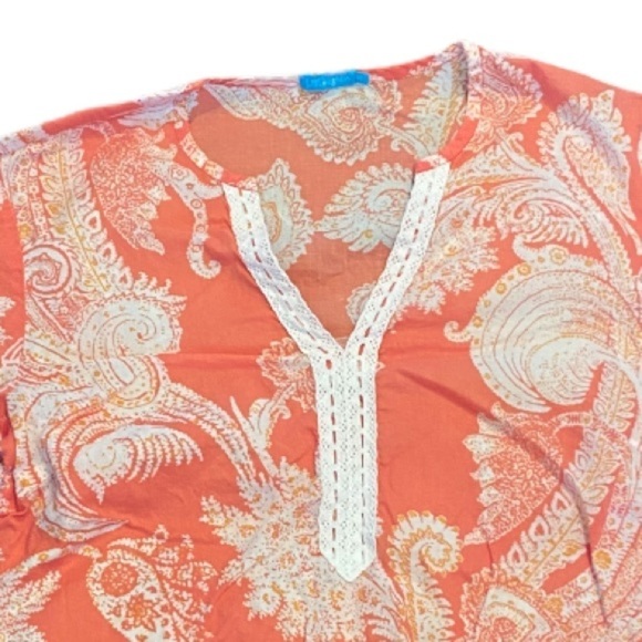 J. McLaughlin Orange Paisley Tunic Detailed Trim Size XS - Picture 3 of 8